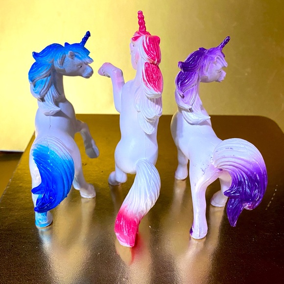 MYSTICAL UNICORN 80’s BUNDLE OF 3 CUTE UNICORNS SOLID PVC/VINYL TYPE 4.25”-5.25” - Picture 5 of 14